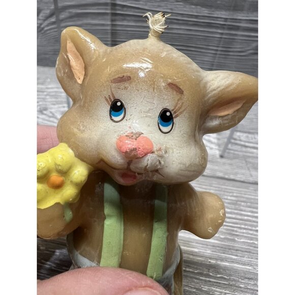 Vintage Kitty Cat Candle Feline Feelins 1980s Cute Figural Wax Kitten Decor - Picture 5 of 7